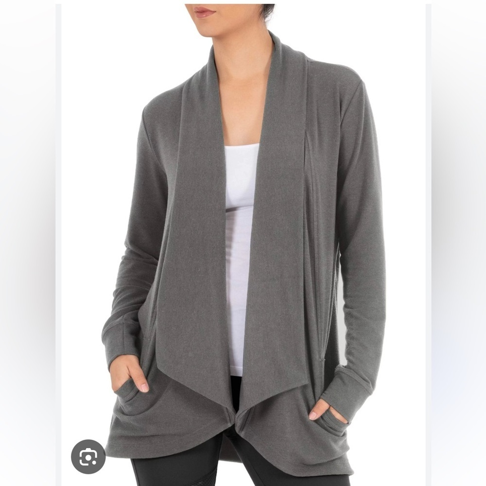 Athleta Terry Open Front Cardigan Sweater Wrap Draped